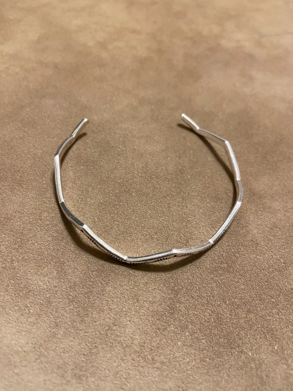 Silver Geometric Open Cuff Bracelet - Picture 2 of 3